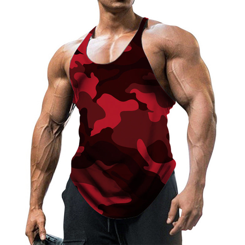 Herren ärmelloses Fitnessshirt im modernen Camouflage-Design R&B