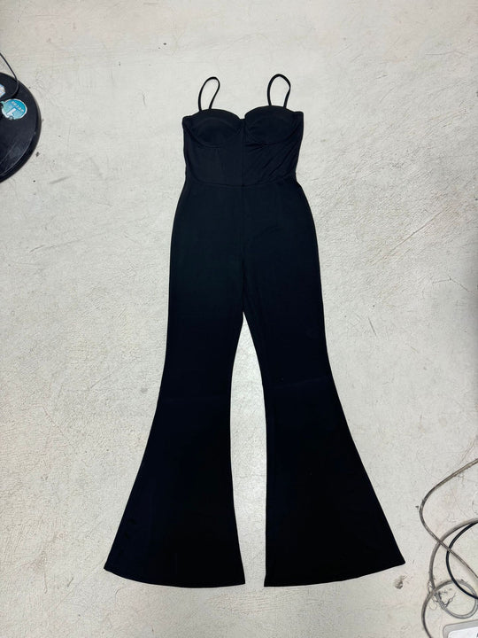 Damen Figurbetontes Jumpsuit mit raffinierten Trägern und weitem Bein R&B