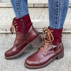 Damen Schnürstiefel mit modischem Wildleder-Detail und robustem Blockabsatz R&B