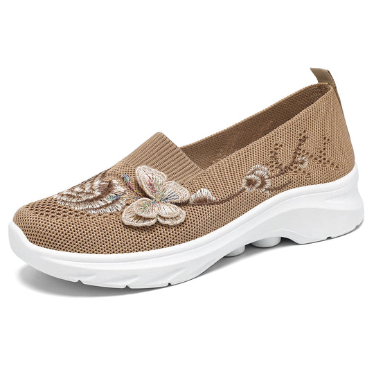 Damen Elegante Slip-On Sneakers mit floralen Stickereien R&B