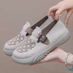 Damen Komfortable Slip-On Freizeitschuhe mit modischem Riemen R&B