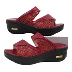 Damen modische Plateau-Sandalen mit Glitter und elastischen Riemen R&B