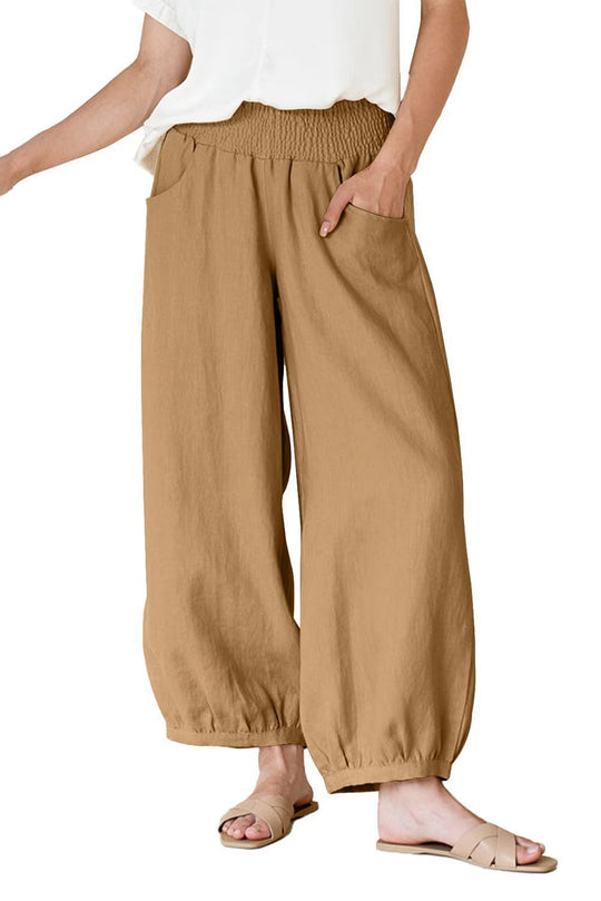 Damen weite Hose mit elastischem Bund und praktischen Seitentaschen R&B