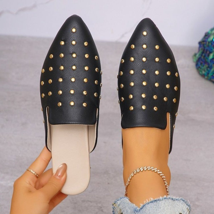Damen offene Slipper mit funkelnden Nieten R&B