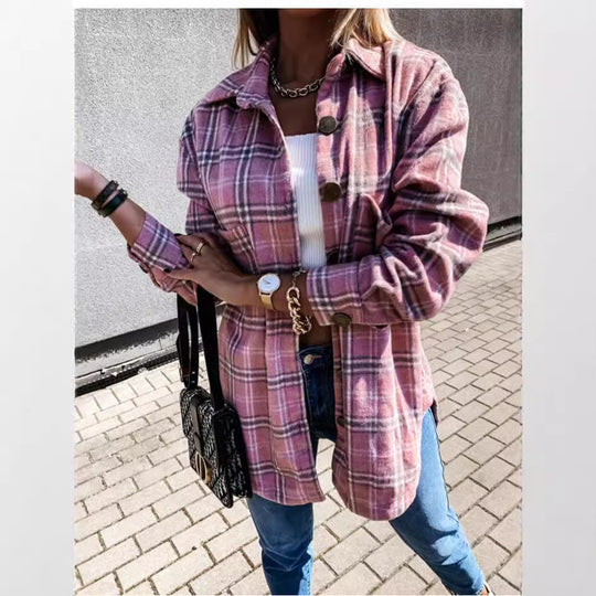 Damen Karomuster Überhemdjacke R&B
