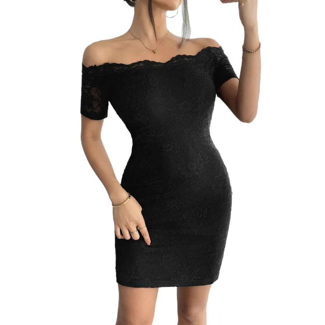 Damen Off-Shoulder Spitzenkleid mit figurbetonter Silhouette R&B