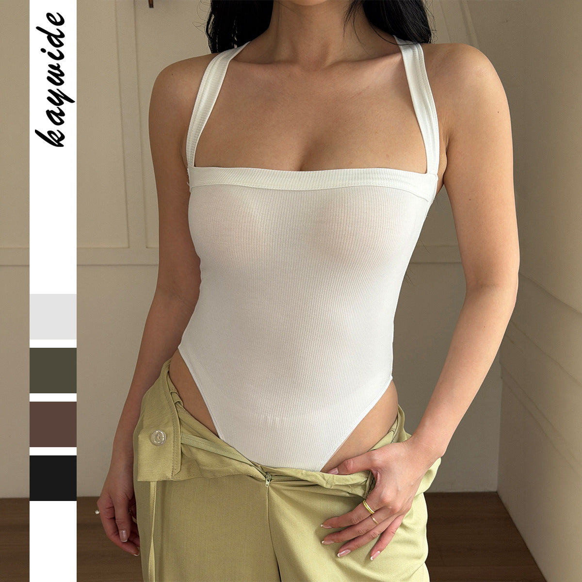 Damen Trägershirt mit figurbetontem Schnitt und trendiger Raffung R&B