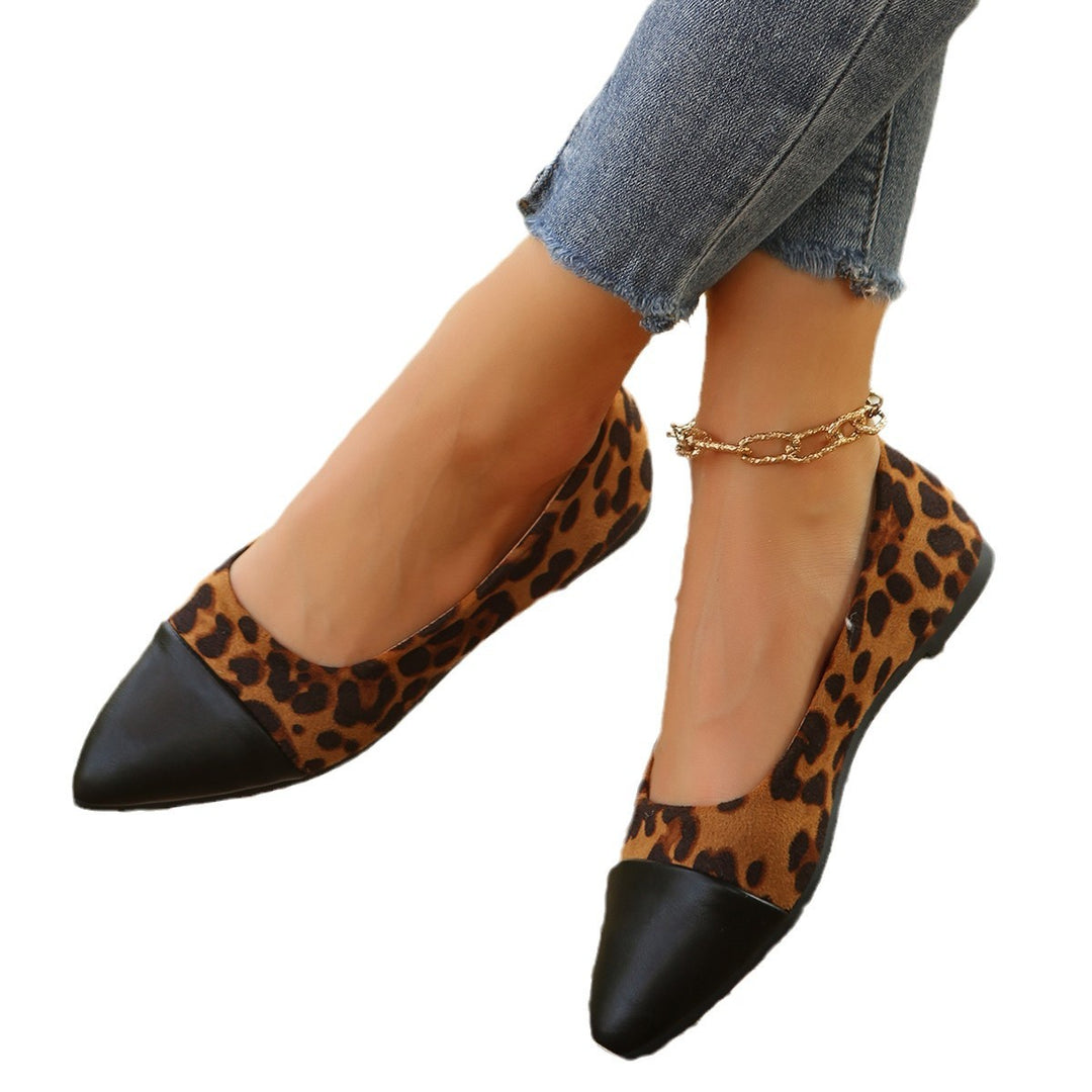 Damen Ballerinas mit eleganten Leopardenprint und modischem Spitzen-Zehenbereich R&B