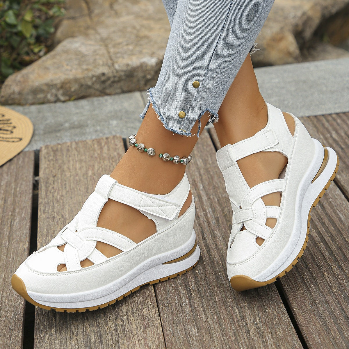 Damen Atmungsaktive Keilsandalen mit verstellbaren Riemen R&B