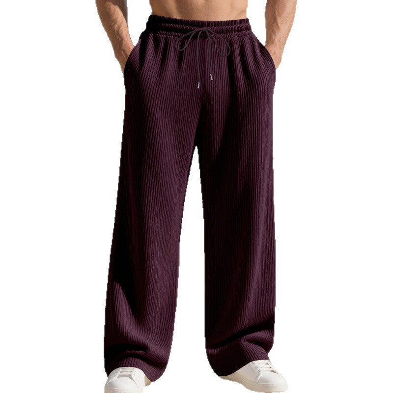 Herren lässige Plisseehose mit elastischem Bund und seitlichen Taschen R&B