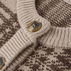 Damen Karierte Strickjacke mit Knopfleiste und Rundhalsausschnitt R&B