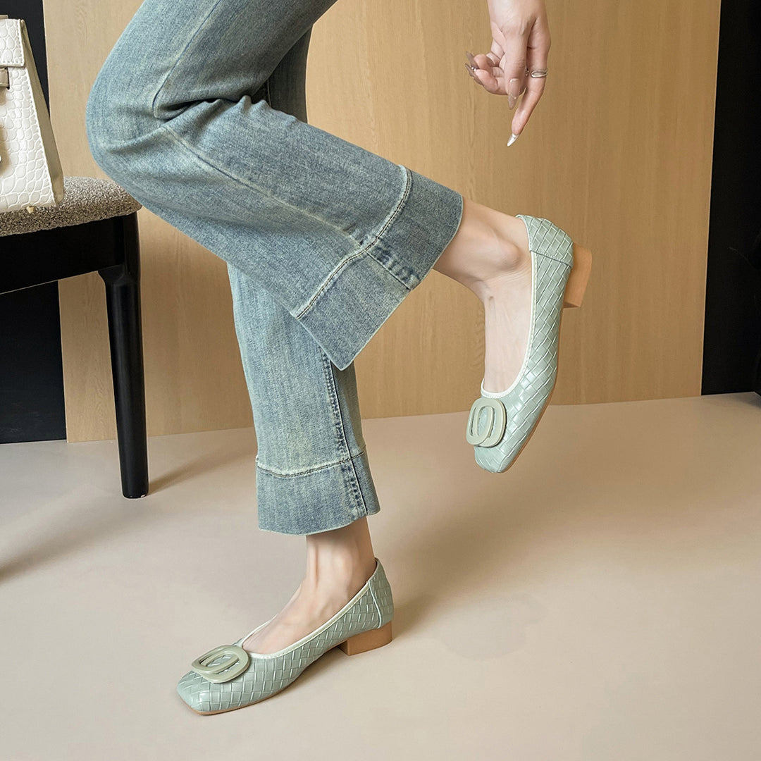 Damen Ballerinas mit schickem Reliefmuster und modischem Schnallenakzent R&B