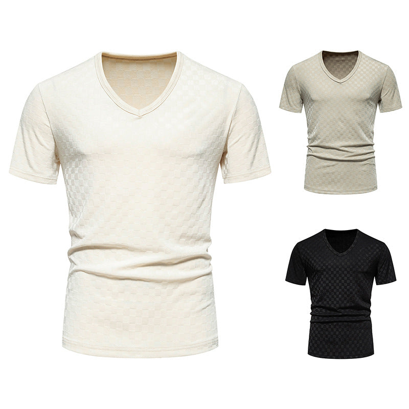 Herren V-Ausschnitt Shirt mit strukturierter Oberfläche