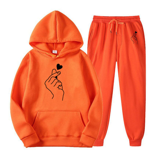Damen Jogginganzug mit kreativem Herzmotiv und bequemer Passform R&B