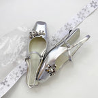 Damen Slingback-Pumps mit glamourösem Blumenschmuck und stilvollem Design