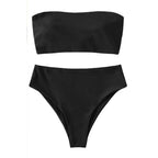 Damen Bandeau-Bikini mit hochgeschnittenem Unterteil