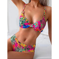 Damen BikinOberteil mit trendigem Blumenmuster und Ringdetails R&B