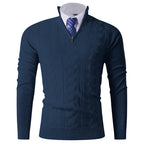 Herren eleganter Stehkragenpullover mit strukturiertem Zipper