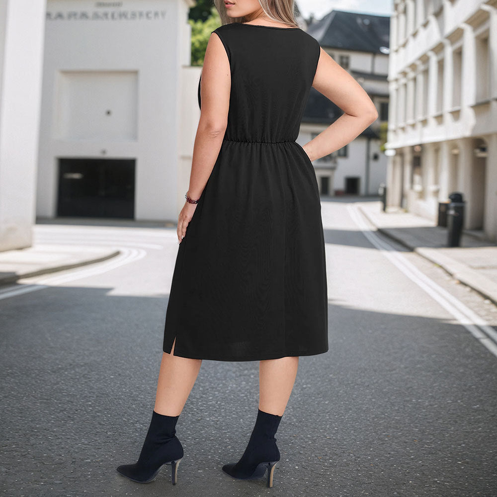 Damen Midikleid mit eleganten Drapierungen und figurbetontem Schnitt R&B
