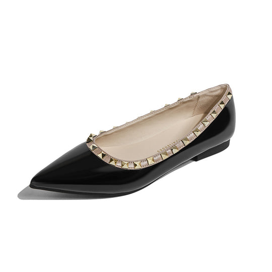 Damen schicke Ballerinas mit glamourösen Nietenverzierungen R&B