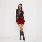 Damen Trendy Shirt mit transparenten Ärmeln R&B