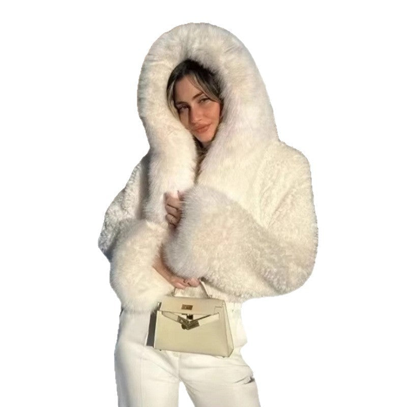 Damen luxuriöse Kunstpelzjacke mit voluminösen Ärmeln R&B