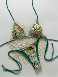 Damen Triangel Bikini mit animalischem Muster und verstellbaren Bändern R&B