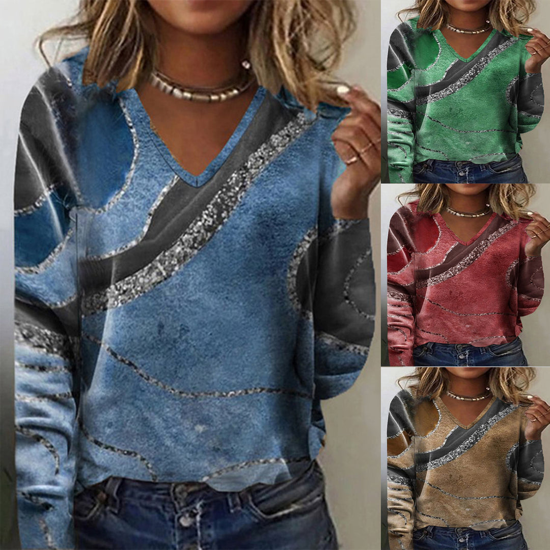Damen Langarm-Pullover mit grafischem Muster R&B