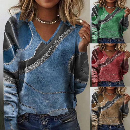 Damen Langarm-Pullover mit grafischem Muster R&B
