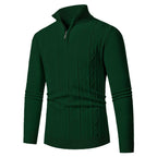 Herren leichter Strickpullover mit strukturiertem Zopfmuster und modernem Stehkragen