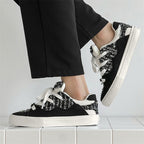 Damen Sneakers mit modischem Tweed-Design und übergroßen Schnürsenkeln