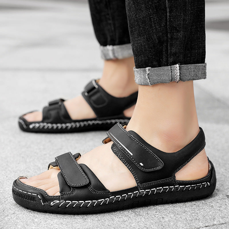 Herren Atmungsaktive Veloursleder-Sandalen mit verstellbarem Riemen R&B