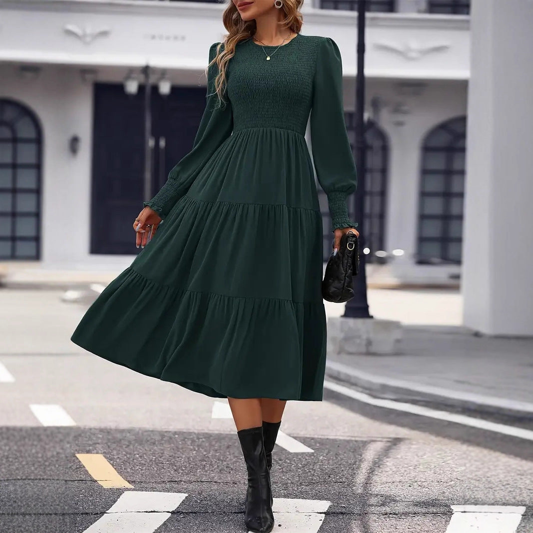 Damen Midi-Kleid mit aufwendigem Rüschensaum und figurbetontem Oberteil R&B