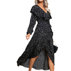 Damen Maxikleid mit Rüschenbesatz und Schlitz R&B