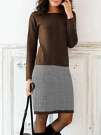 Elegantes Damen Strickkleid mit Chevron-Muster für Alltag & Büro | R&B