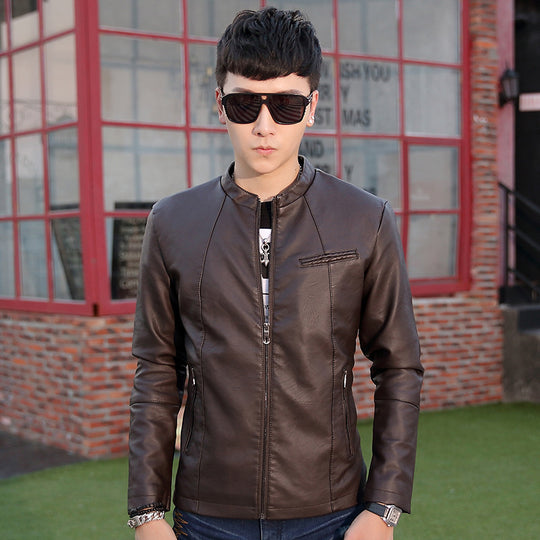 Herren modische Kunstlederjacke mit stylischem Steppdesign R&B