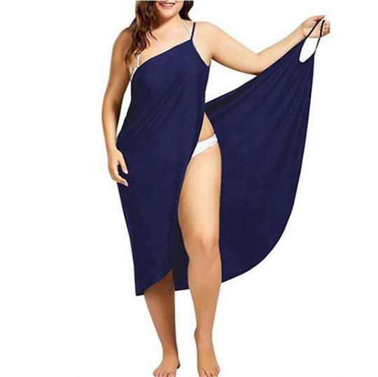 Damen nan vielseitiges Strand-Pareo-Wickelkleid mit Spaghettiträgern und asymmetrischem Saum R&B