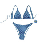 Damen Triangel-Bikini mit dekorativem Muster R&B