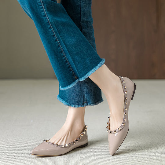 Damen Elegante Ballerinas mit modischen Nietenverzierungen R&B