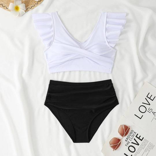 Damen Zweiteiliges High-Waist Bikini-Set mit Rüschendetails R&B