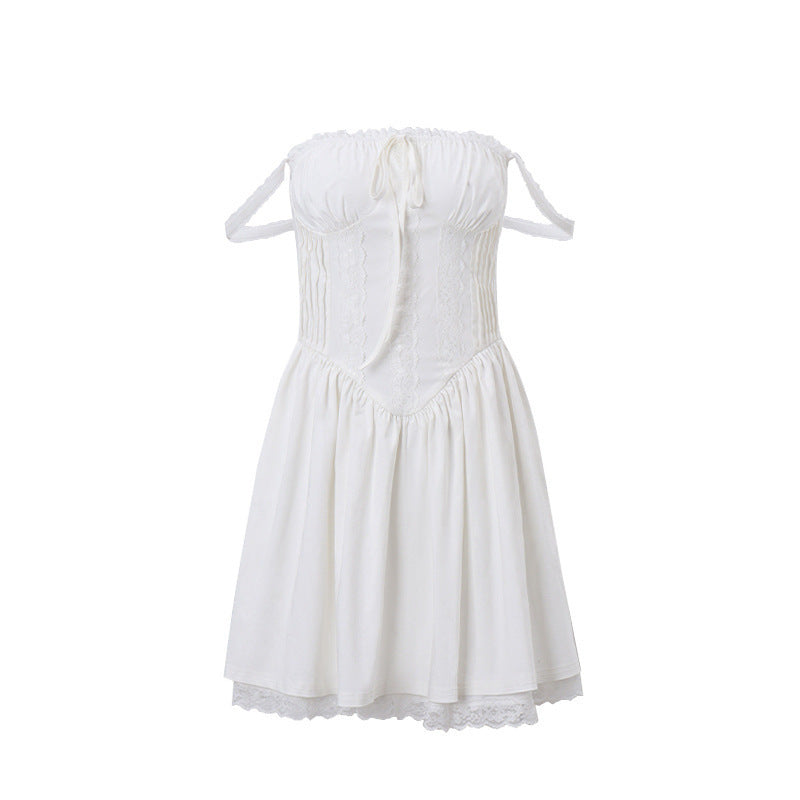 Damen Off-Shoulder Kleid mit süßem Rüschendetail R&B