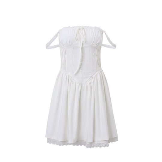 Damen Off-Shoulder Kleid mit süßem Rüschendetail R&B