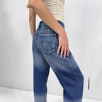 Damen Weite High-Waist Jeans mit Farbverlauf