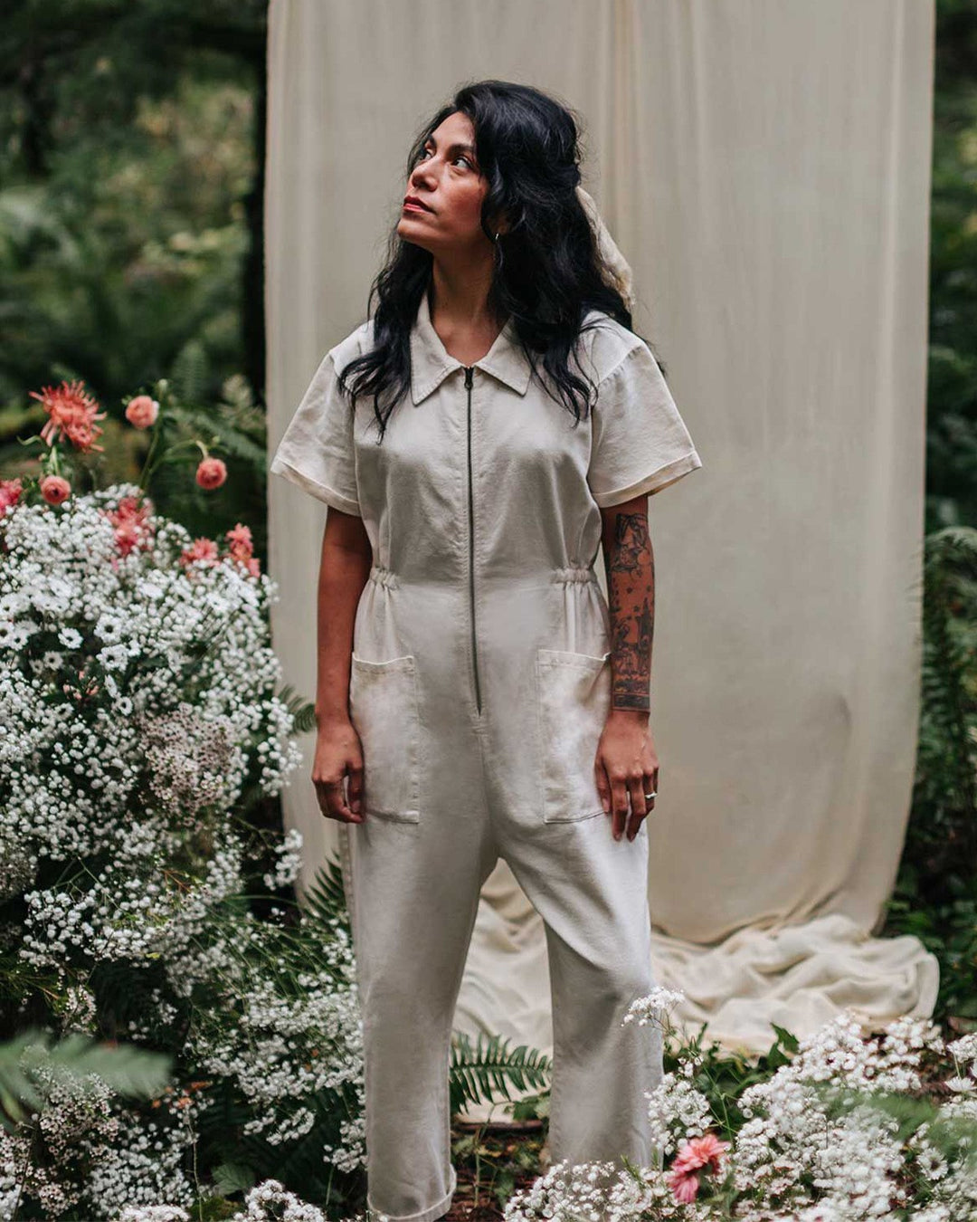 Damen legerer Jumpsuit mit praktischen Taschen und Reißverschluss R&B