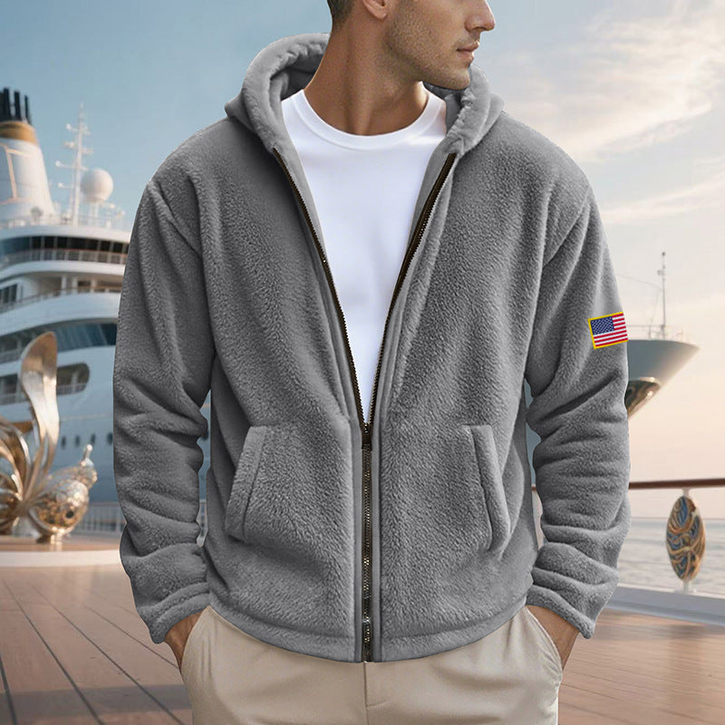 Herren Fleecejacke mit hohem Kragen und praktischen Seitentaschen R&B