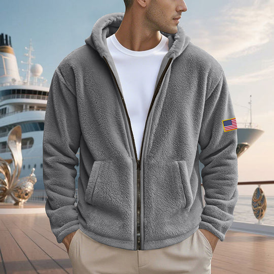 Herren Fleecejacke mit hohem Kragen und praktischen Seitentaschen R&B