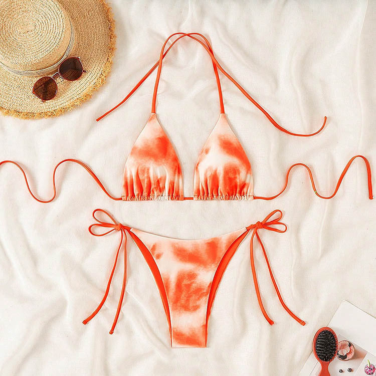 Damen Triangel Bikini mit verstellbaren Bindebändern und raffiniertem Rüschendesign R&B