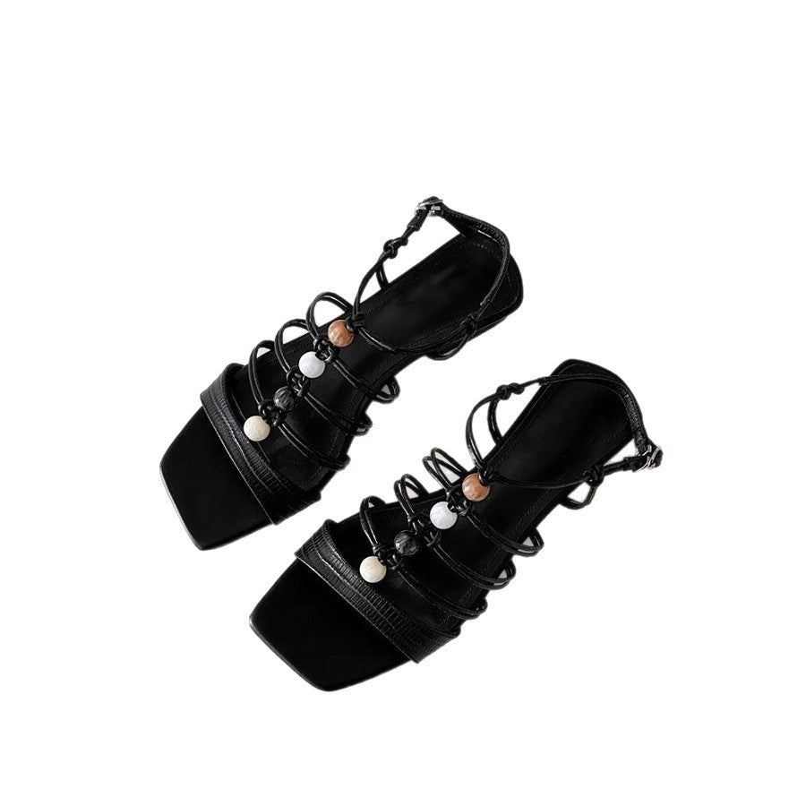 Damen Modische Plateau-Sandalen mit dekorativen Riemen und bequemer Innensohle