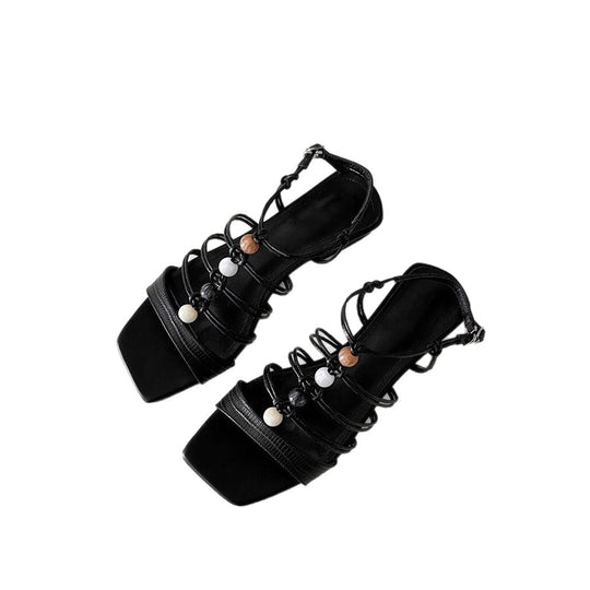 Damen Modische Plateau-Sandalen mit dekorativen Riemen und bequemer Innensohle R&B