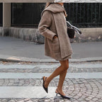 Damen modischer Wickelmantel im strukturierten Design R&B